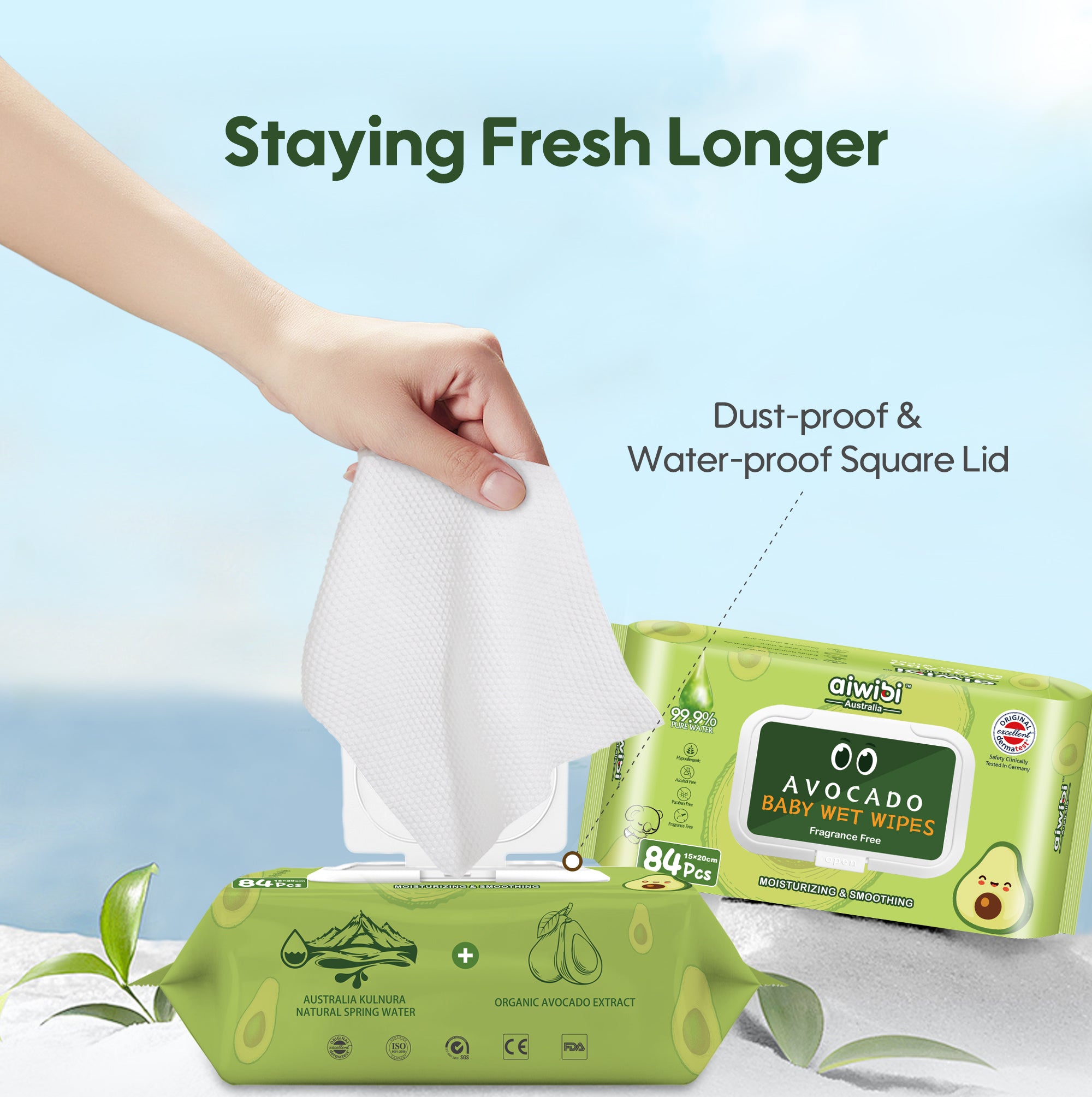 Fresh Organic Avocado Baby Wipes