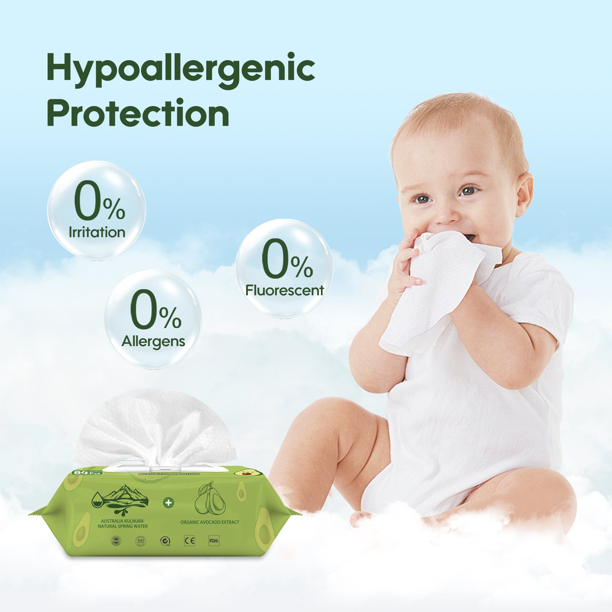 Fresh Organic Avocado Baby Wipes