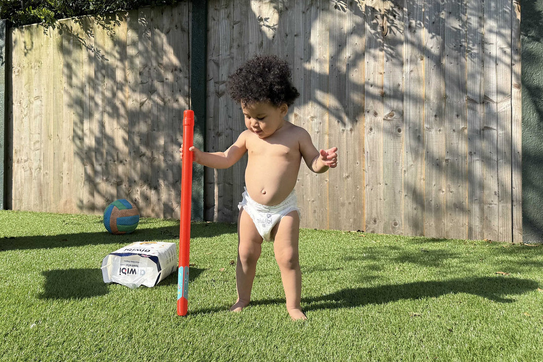 A Ugandan baby wearing an Aiwibi diaper