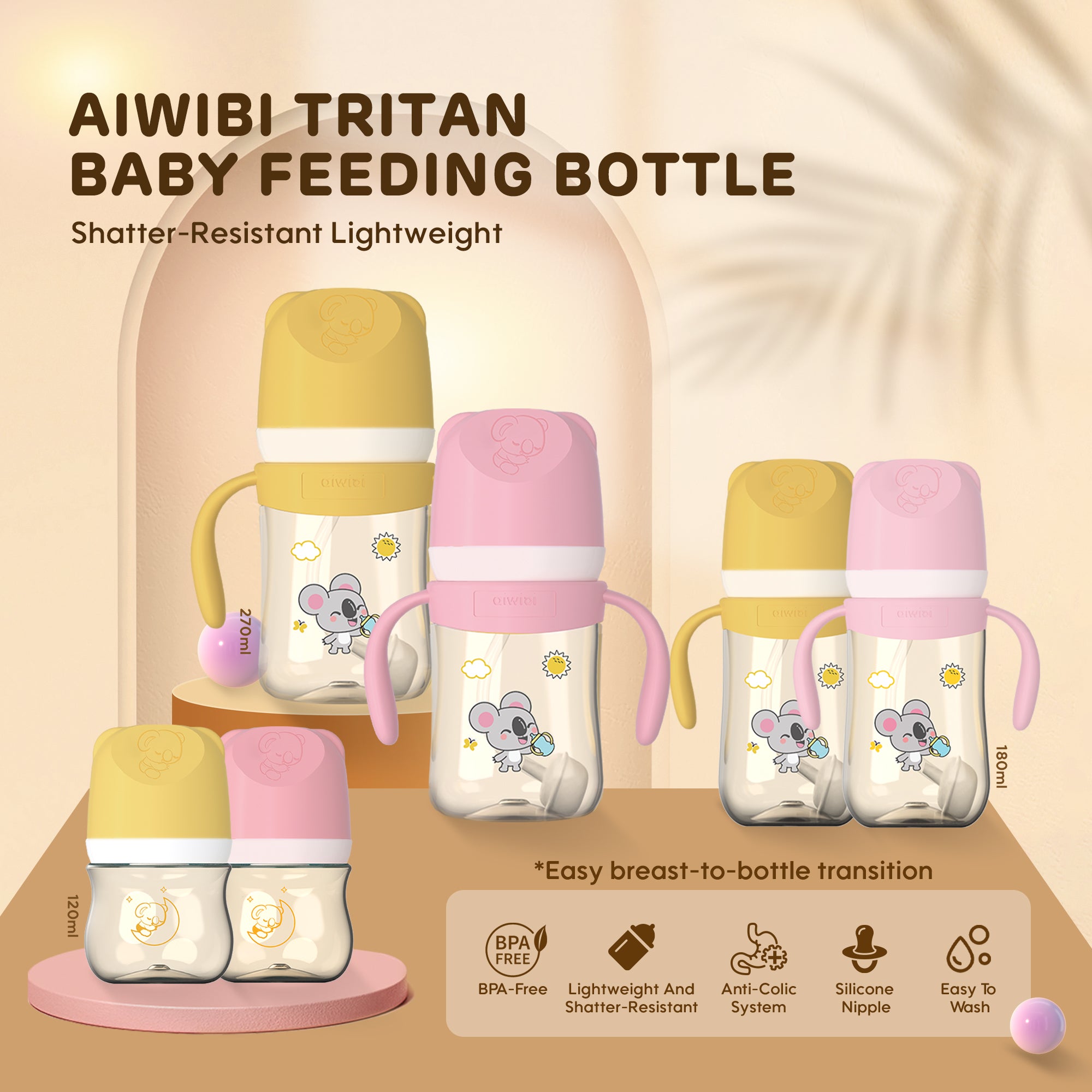 Tritan Shatter-Resist Lightweight Baby Bottles