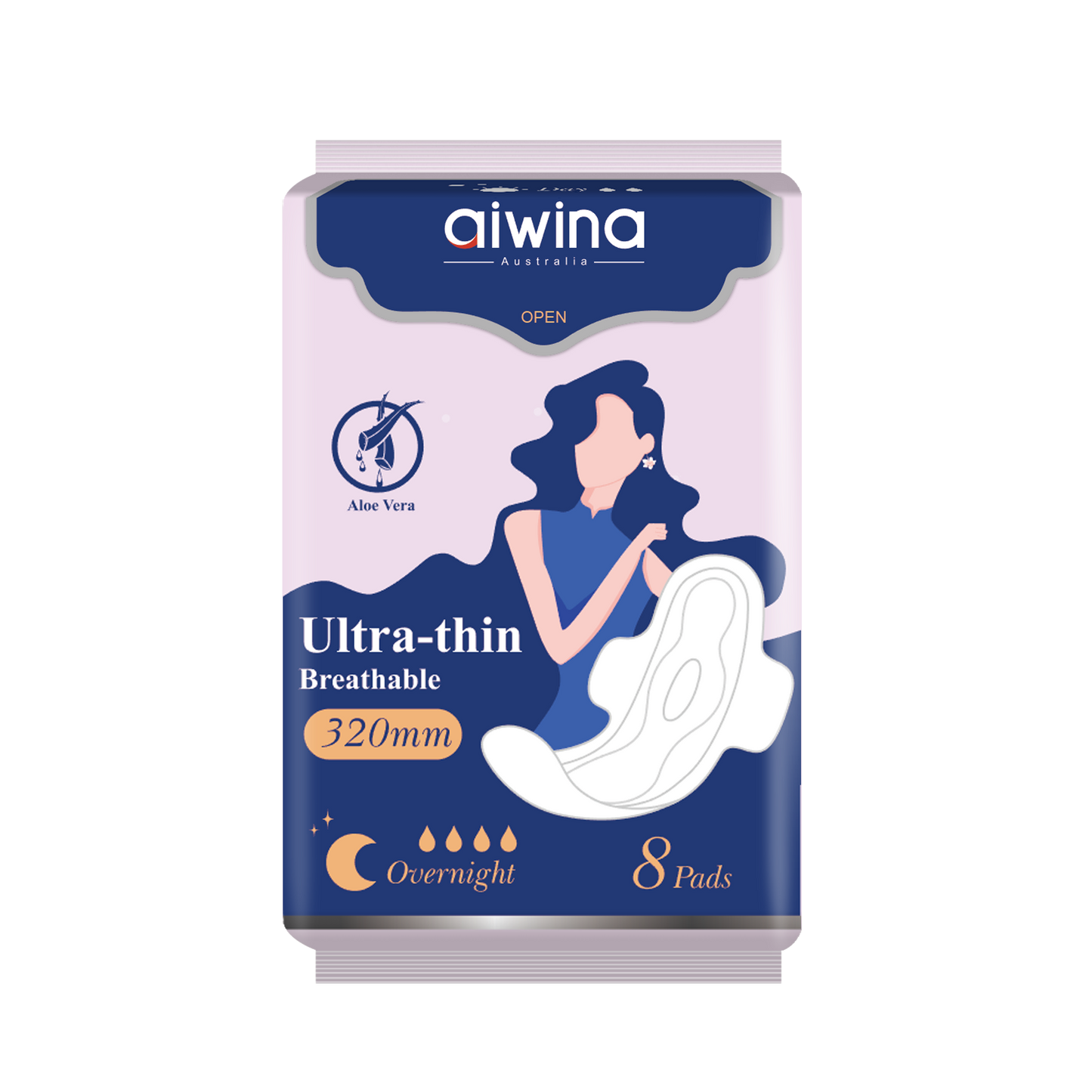 NIGHT SANITARY NAPKIN ULTRA THIN AIWINA - 320MM