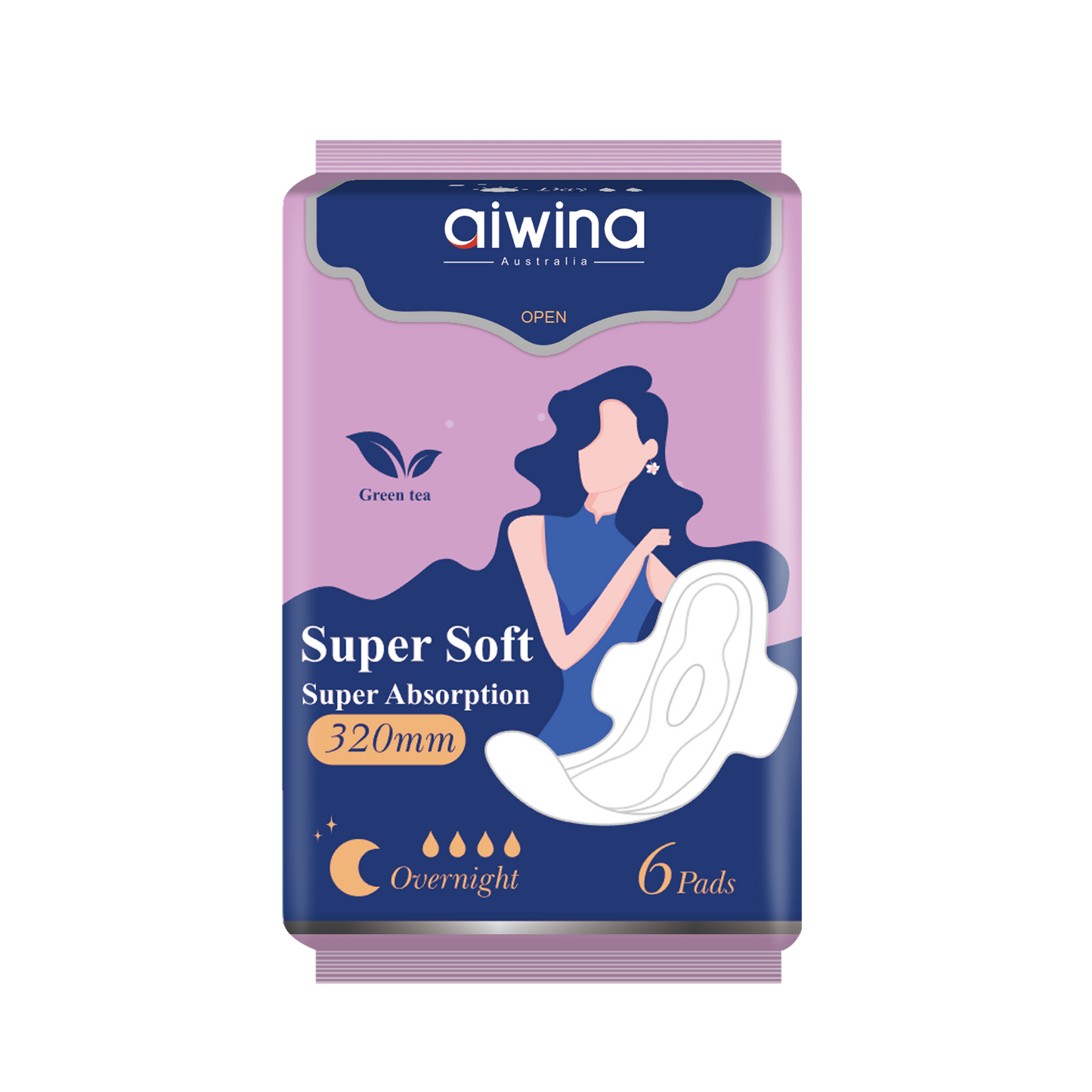 NIGHT SANITARY NAPKIN ULTRA SOFT AIWINA - 320MM