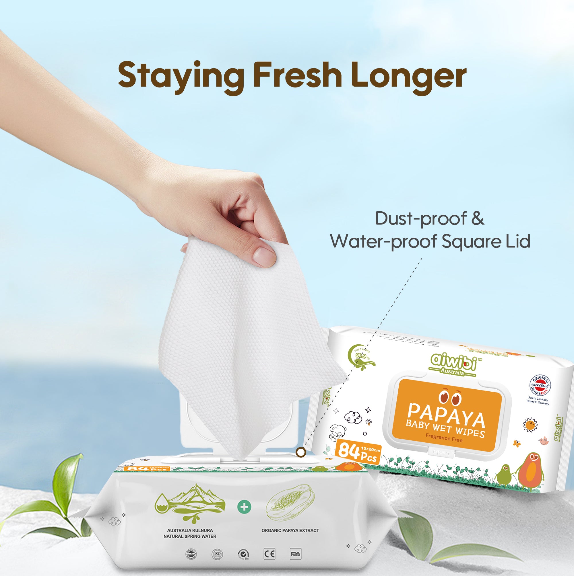 Fresh Organic Papaya Baby Wipes