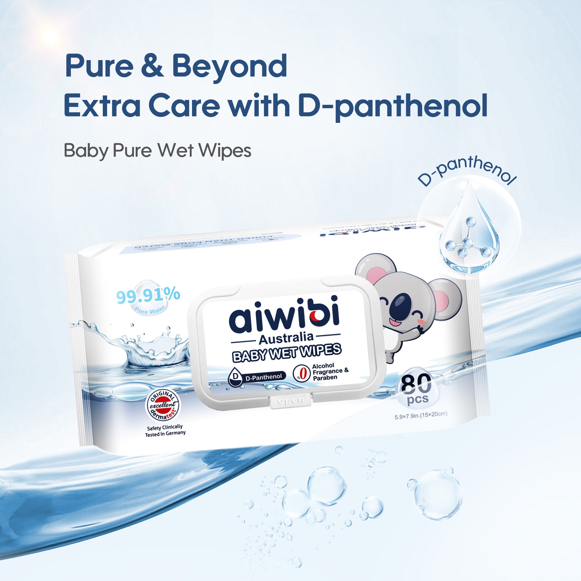 99.91% Pure Water D-Panthenol Wipes