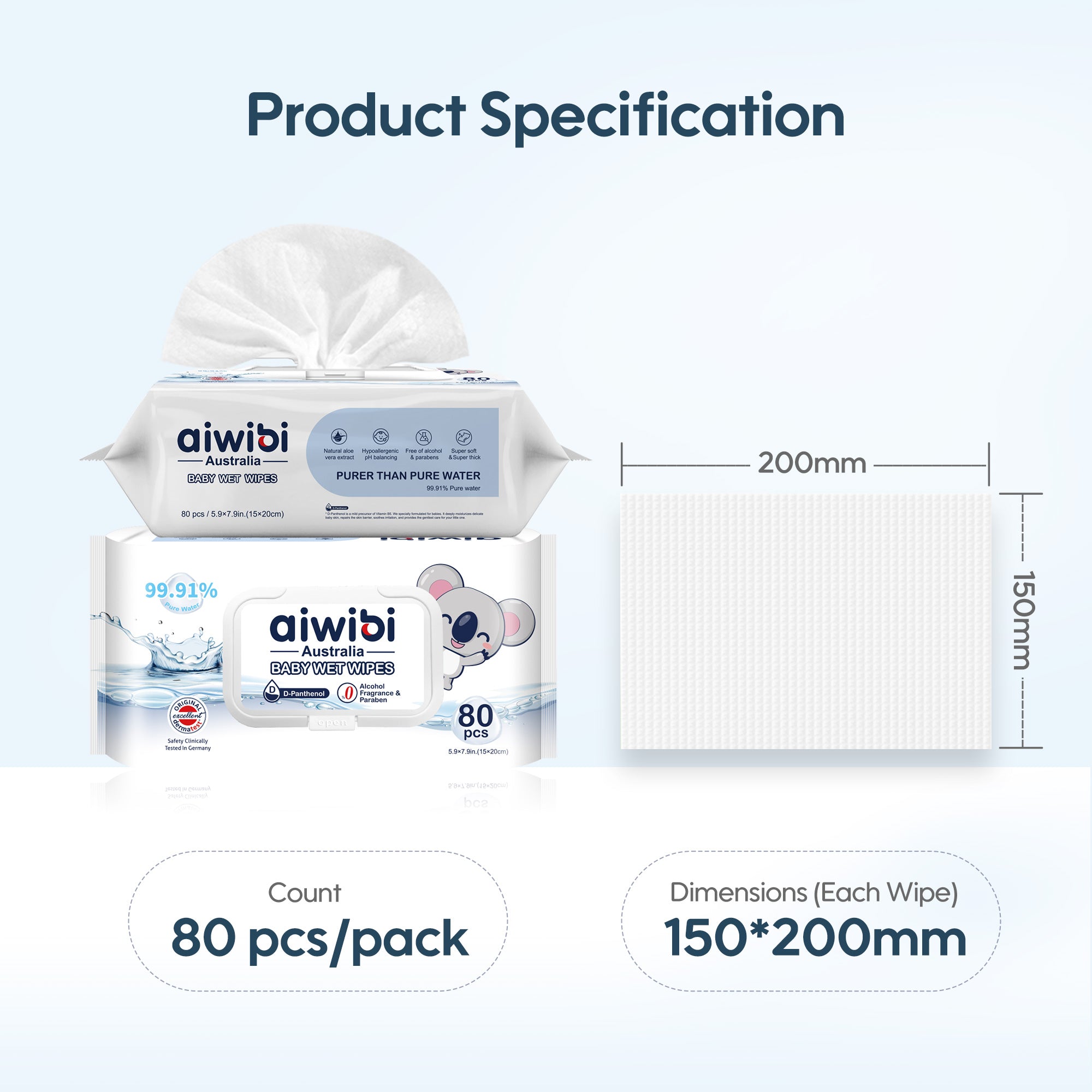 99.91% Pure Water D-Panthenol Wipes