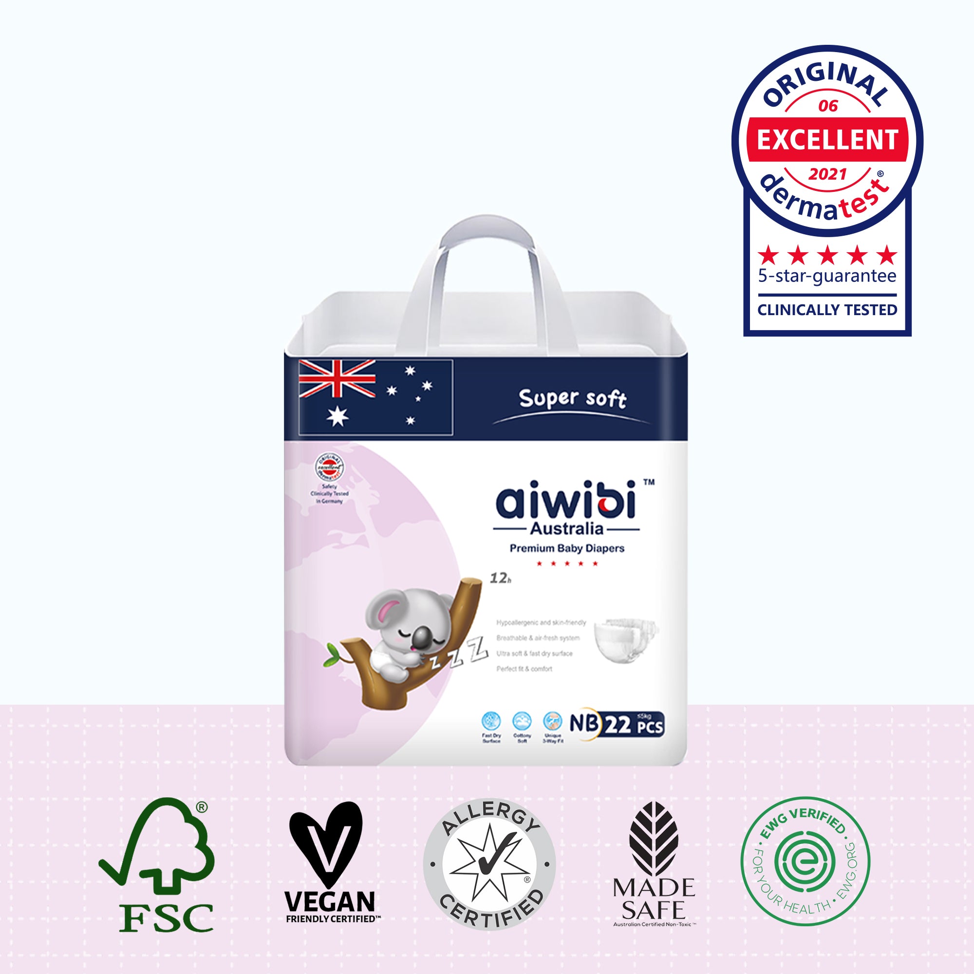 Premium Natural Newborn Diapers 22Pcs